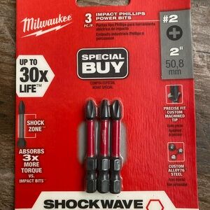 Milwaukee Shockwave Phillips Power Bits - Black and Red